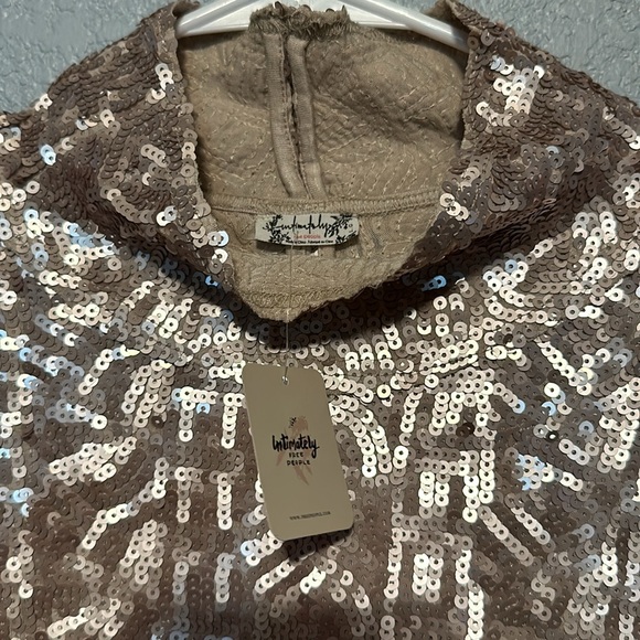 New Free People Sequin Mock Neck Top - Picture 4 of 6